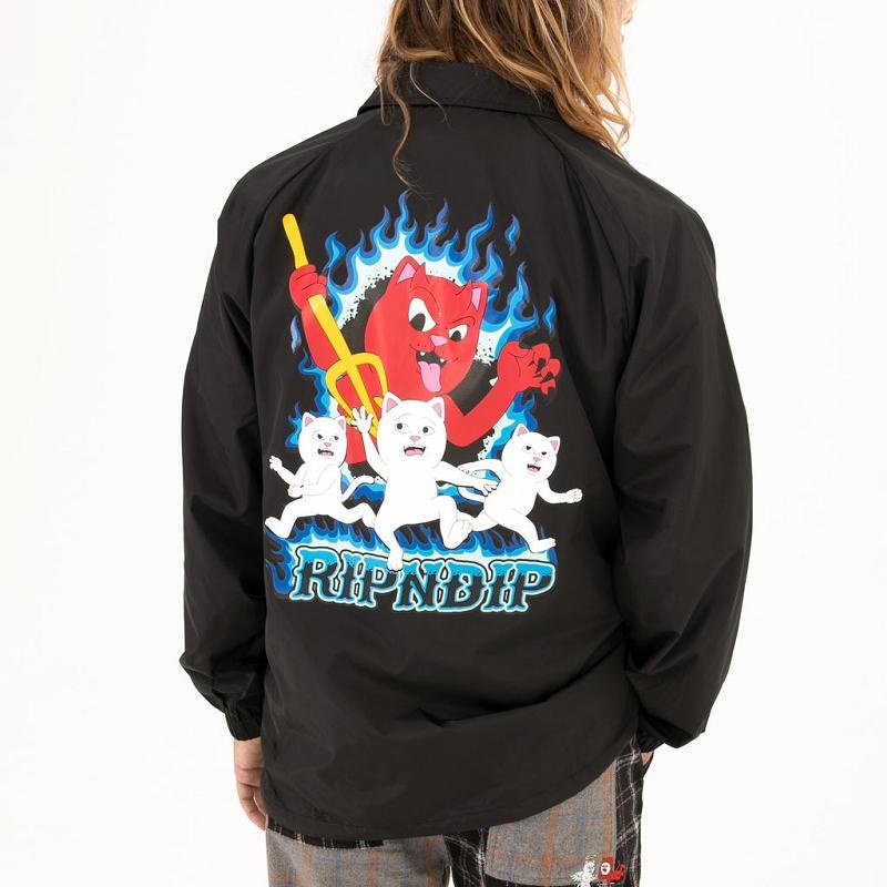 Black Ripndip Hades Coach Jackets | USABC2510