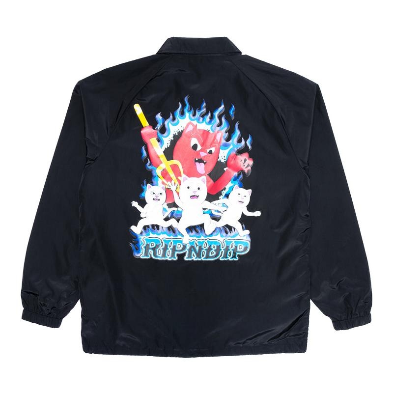 Black Ripndip Hades Coach Jackets | USABC2510