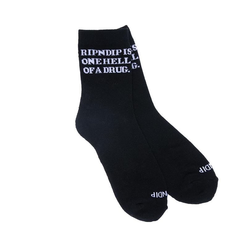 Black Ripndip Hell Of A Drug Mid Socks | USAWY2350