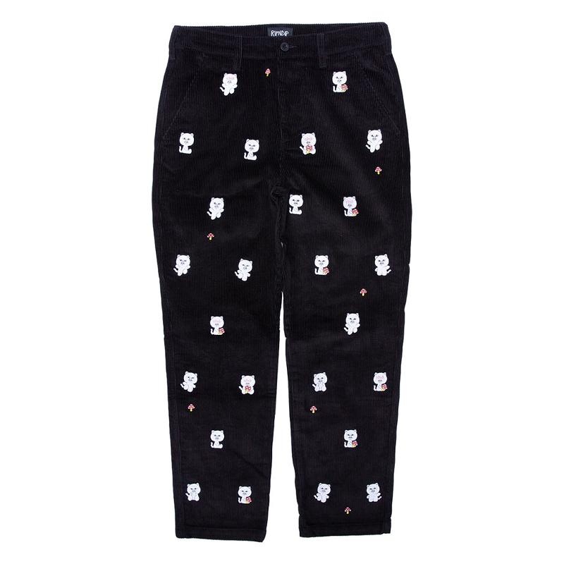 Black Ripndip Hello Nermy Corduroy Pants | USAXF2591