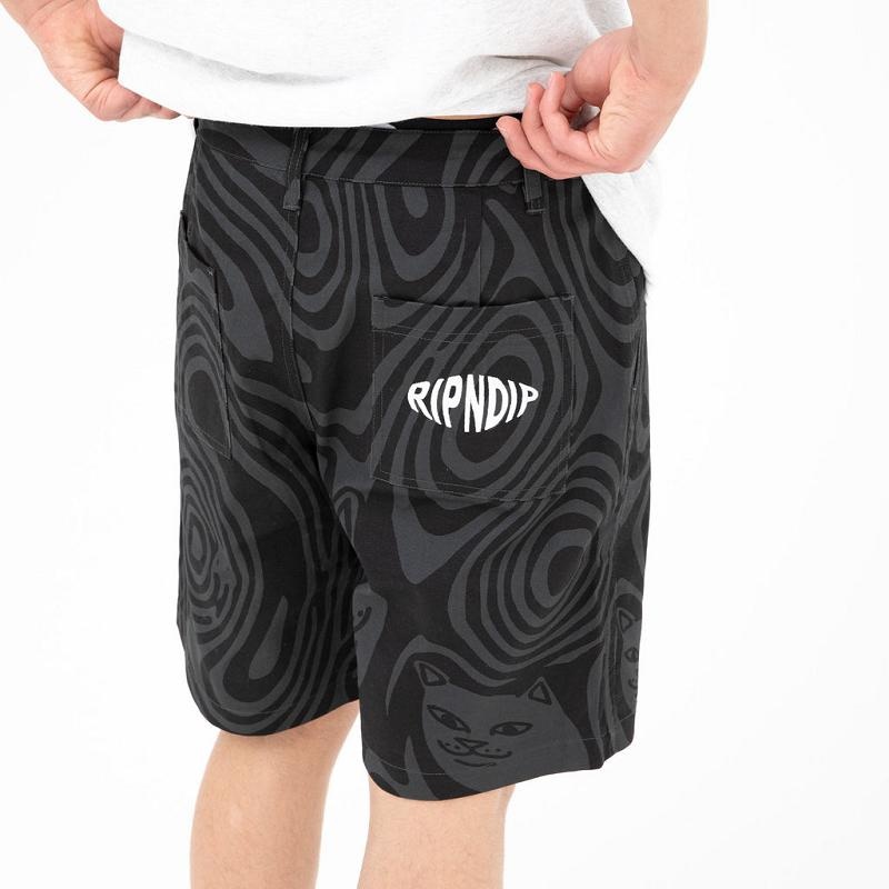 Black Ripndip Hypnotic Cotton Twill Shorts | USAFM2811