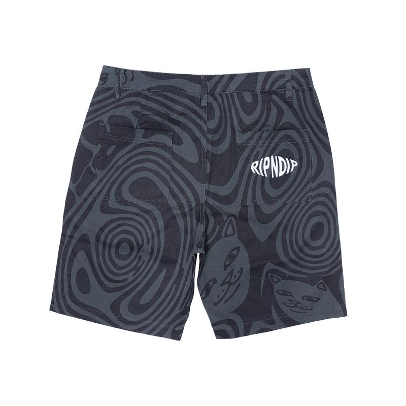 Black Ripndip Hypnotic Cotton Twill Shorts | USAFM2811