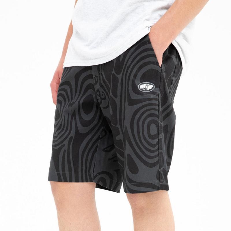 Black Ripndip Hypnotic Cotton Twill Shorts | USAFM2811