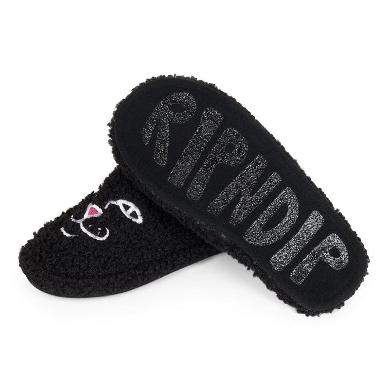 Black Ripndip Jerm Face Fuzzy House Shoes | USACE2971