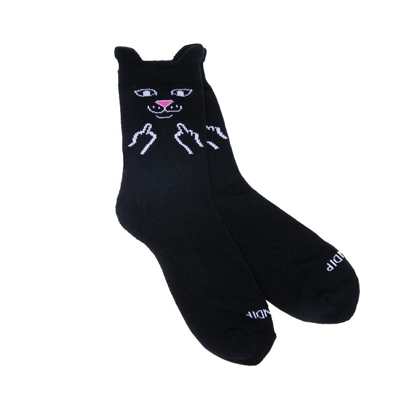 Black Ripndip Jerm Face Mid Socks | USAMA2352