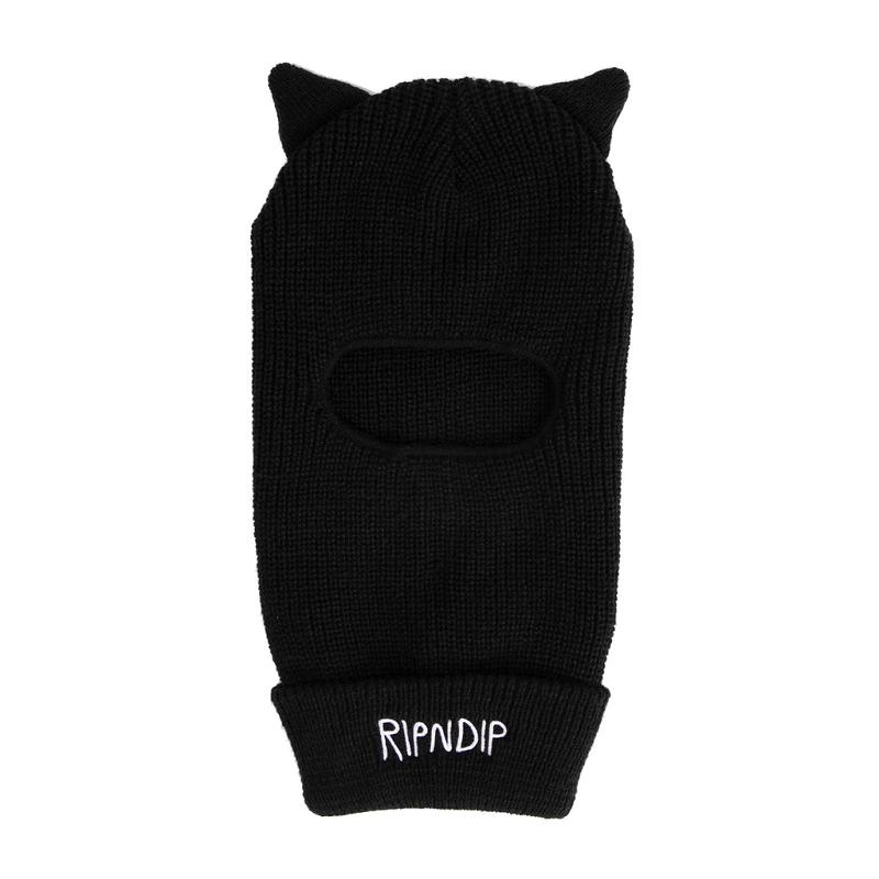 Black Ripndip Jermal Ears Ribbed Balaclava Beanie | USASO2911