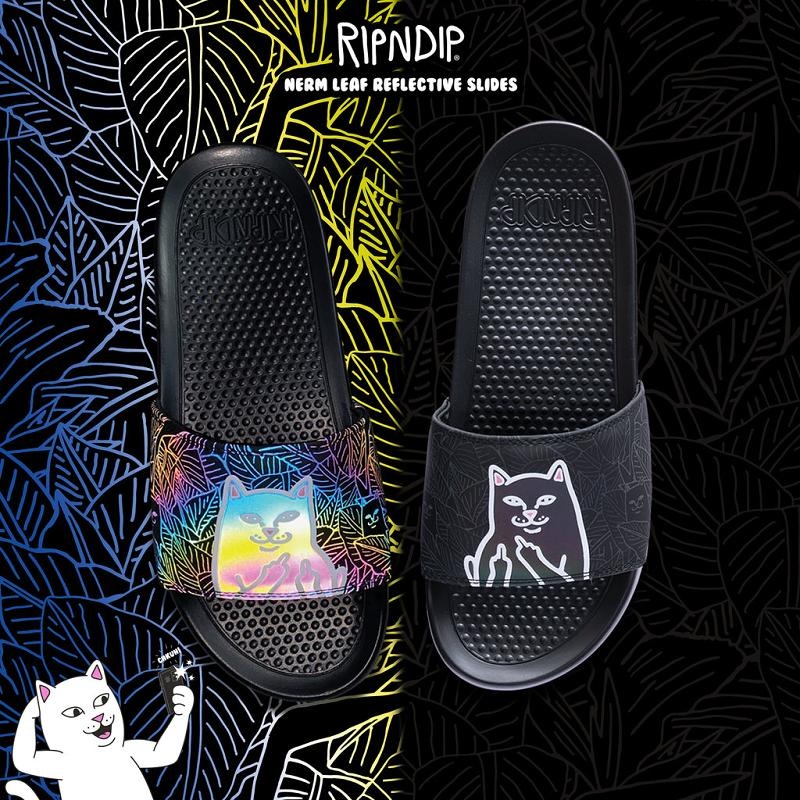 Black Ripndip Lord Jermal Leaf Camo Slides | USAWY2992