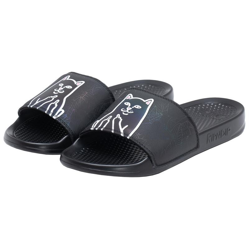 Black Ripndip Lord Jermal Leaf Camo Slides | USAWY2992