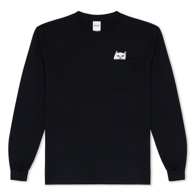 Black Ripndip Lord Nermal Pocket L/S Long Sleeve | USABC2588