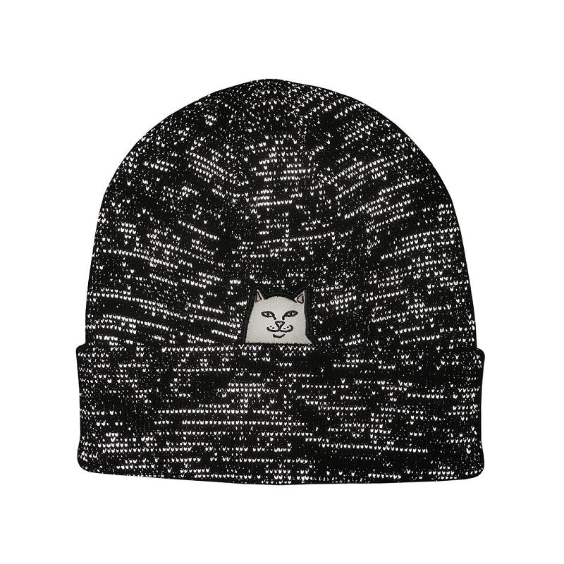 Black Ripndip Lord Nermal Ribbed Beanie | USARW2919