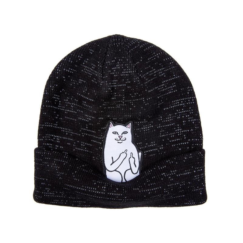 Black Ripndip Lord Nermal Ribbed Beanie | USARW2919