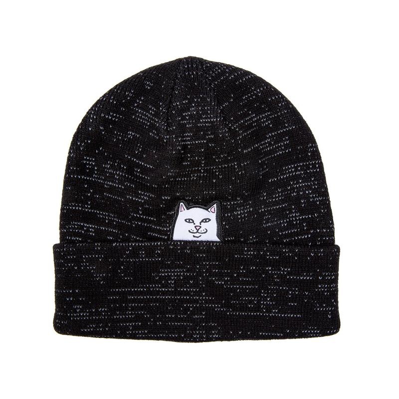 Black Ripndip Lord Nermal Ribbed Beanie | USARW2919