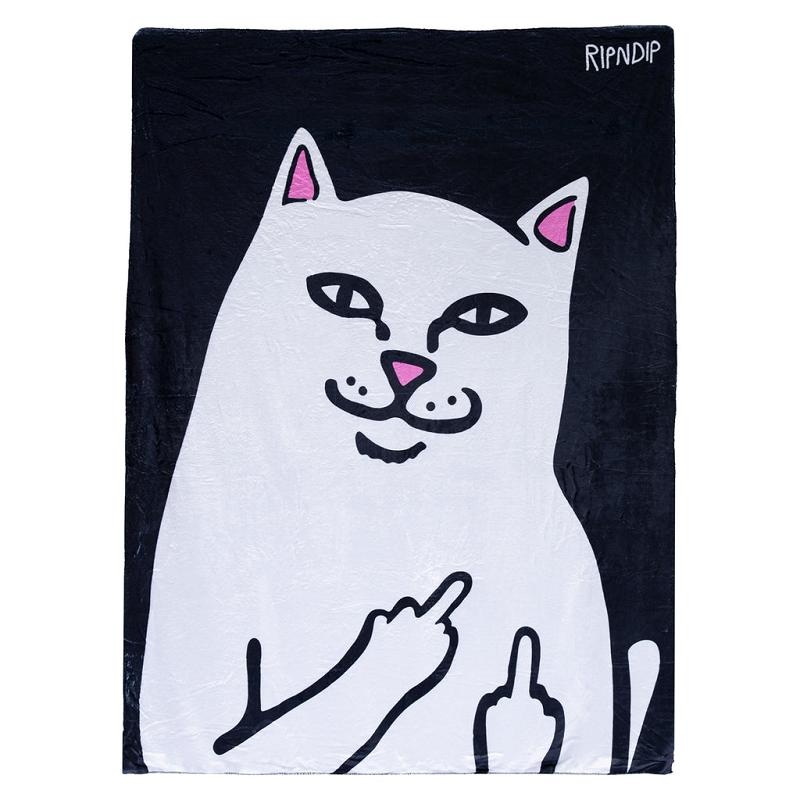 Black Ripndip Lord Nermal Throw Blanket Accessories | USAHK2171