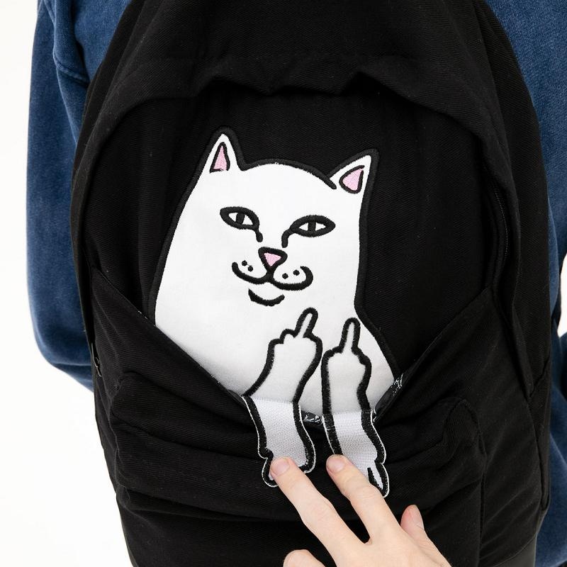 Black Ripndip Lord Nermal Velcro Hands Backpacks | USAQZ2260