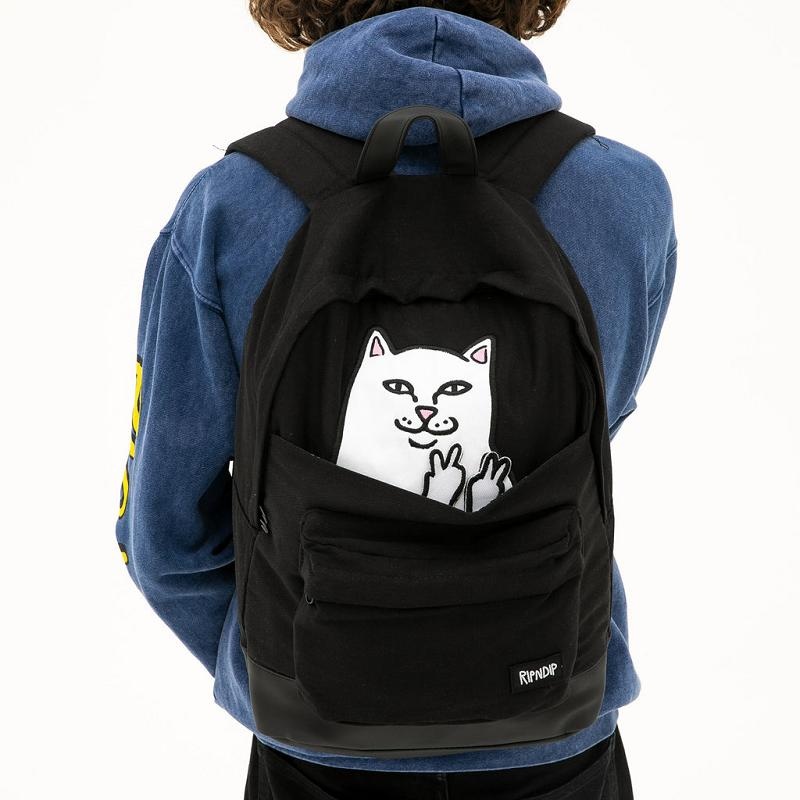 Black Ripndip Lord Nermal Velcro Hands Backpacks | USAQZ2260