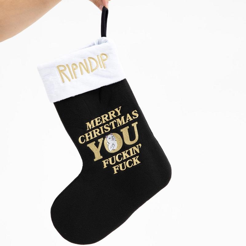 Black Ripndip Merry Christmas Christmas Stocking Socks | USAPQ2368