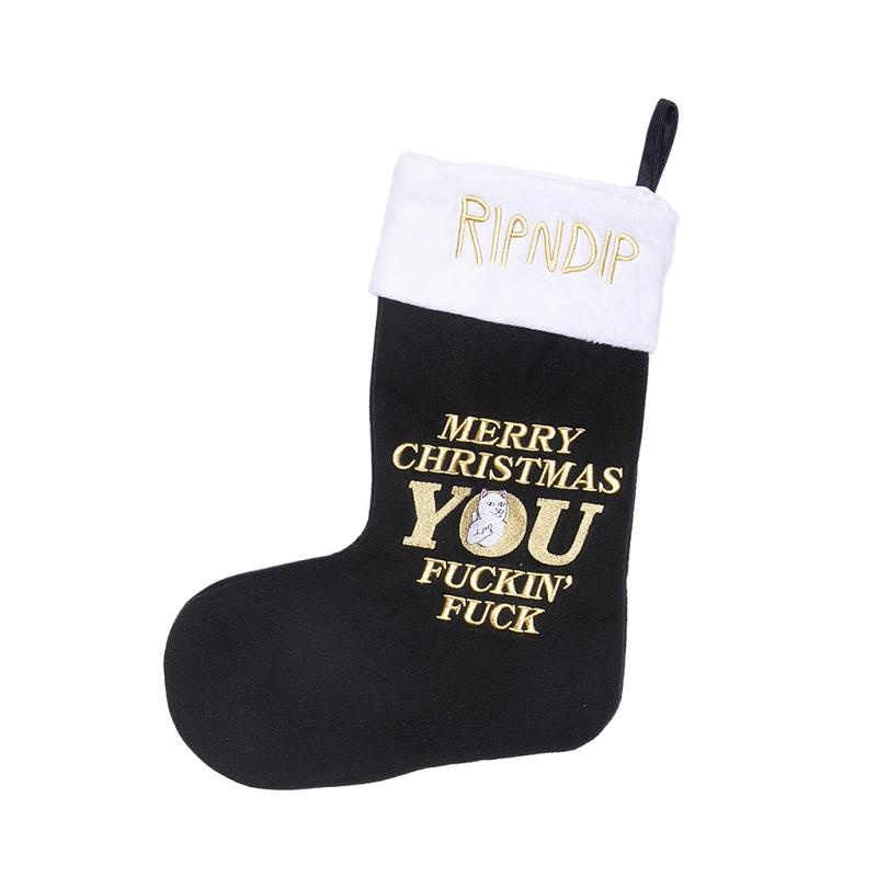 Black Ripndip Merry Christmas Christmas Stocking Socks | USAPQ2368