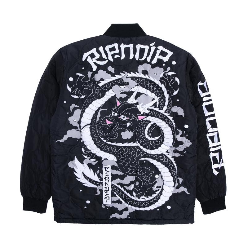 Black Ripndip Mystic Jerm Quilted Bomber Jackets | USAFM2520