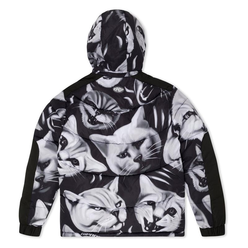 Black Ripndip Neon Cat Puffer Jackets | USAEX2531