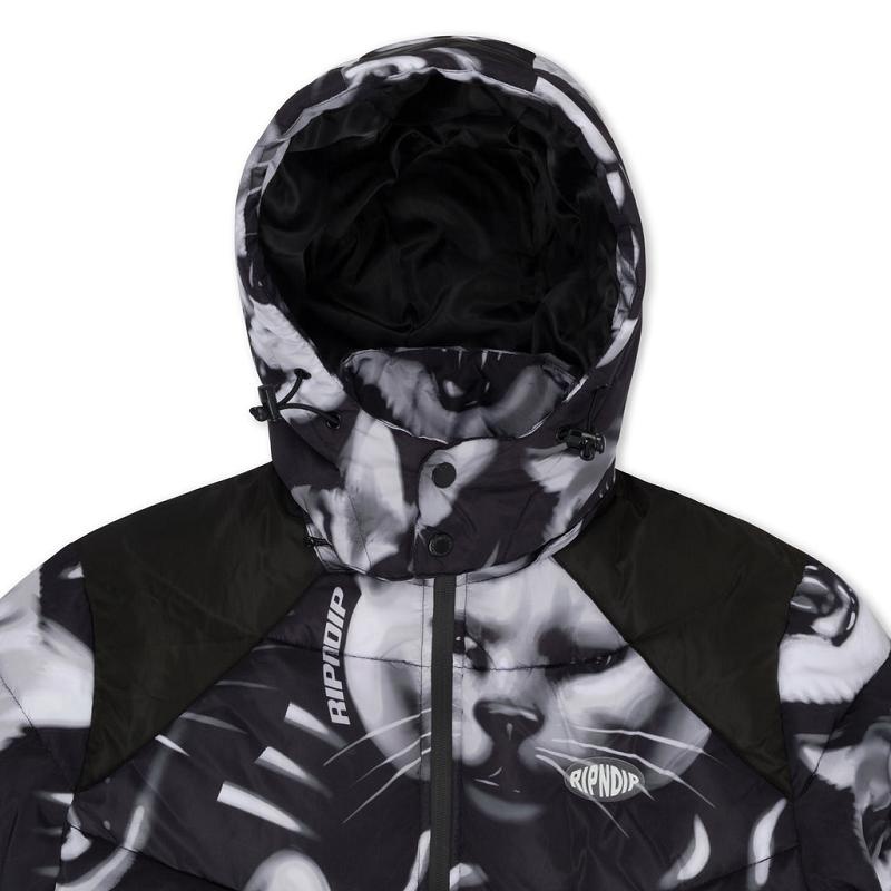 Black Ripndip Neon Cat Puffer Jackets | USAEX2531