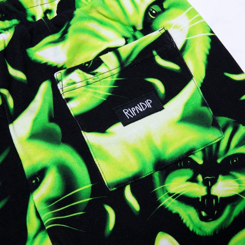 Black Ripndip Neon Cat Sweat Shorts | USAMA2799