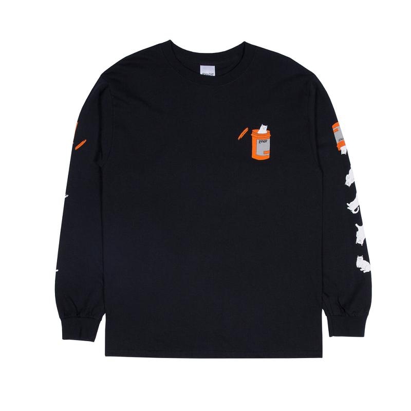 Black Ripndip Nermal Pills L/S Long Sleeve | USAJJ2569