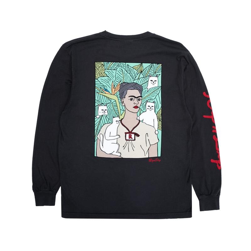 Black Ripndip Nermal Portrait L/S Long Sleeve | USAGL2571