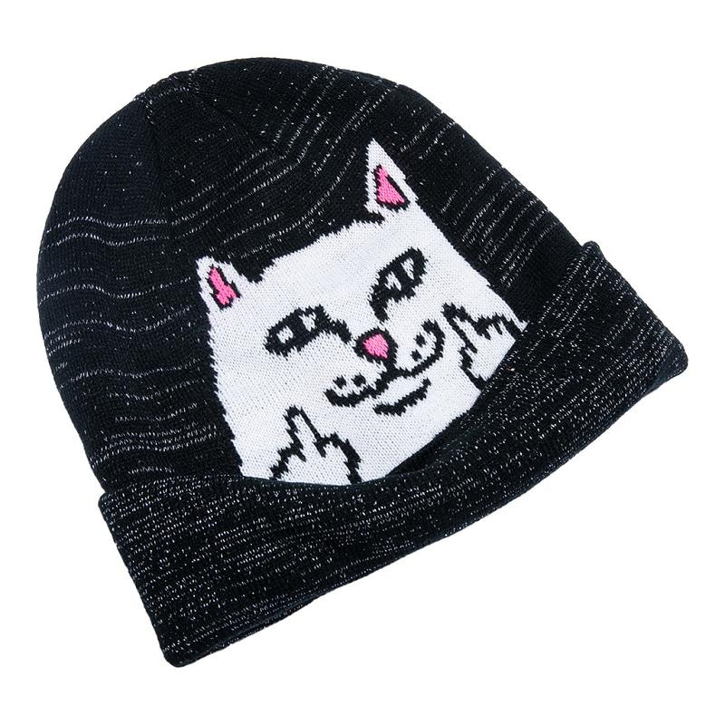 Black Ripndip Peeking Nermal 3M Reflective Beanie | USAGL2908