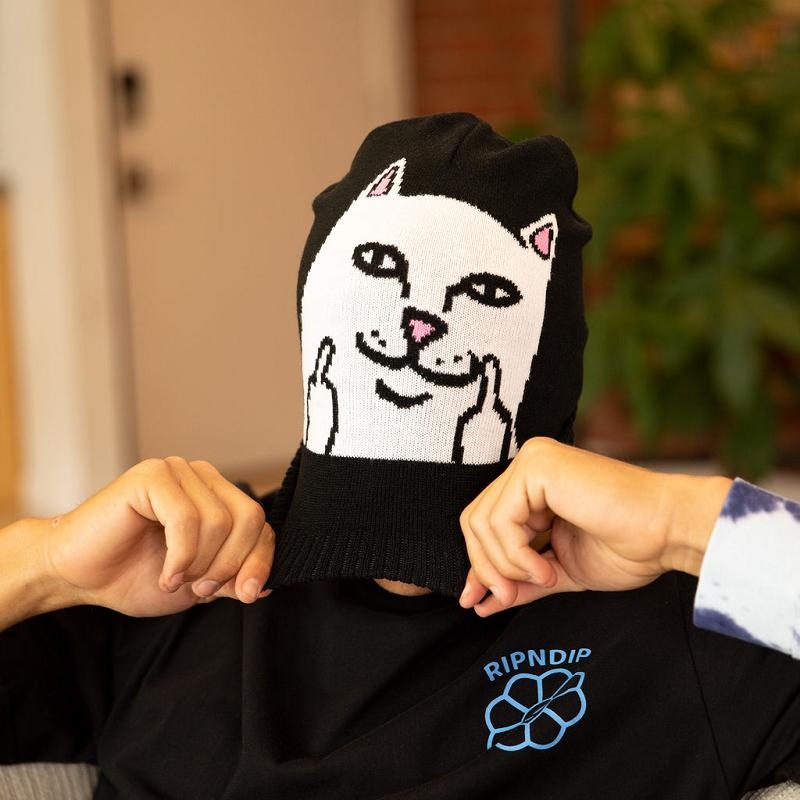 Black Ripndip Peeking Nermal Beanie | USAHK2907