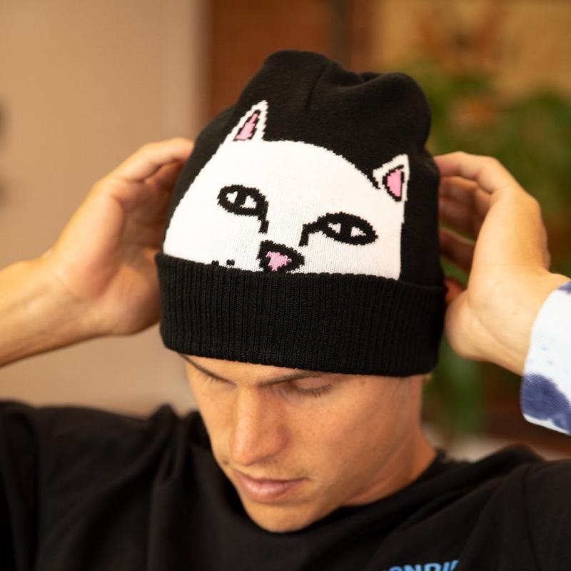 Black Ripndip Peeking Nermal Beanie | USAHK2907