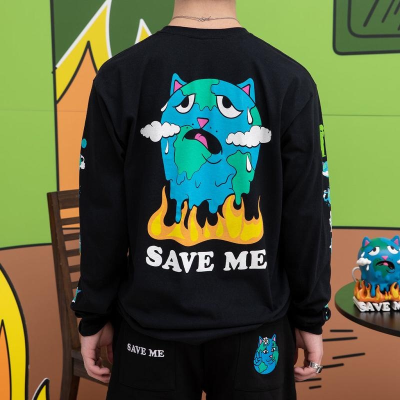 Black Ripndip Save the World Long Sleeve | USAPQ2550