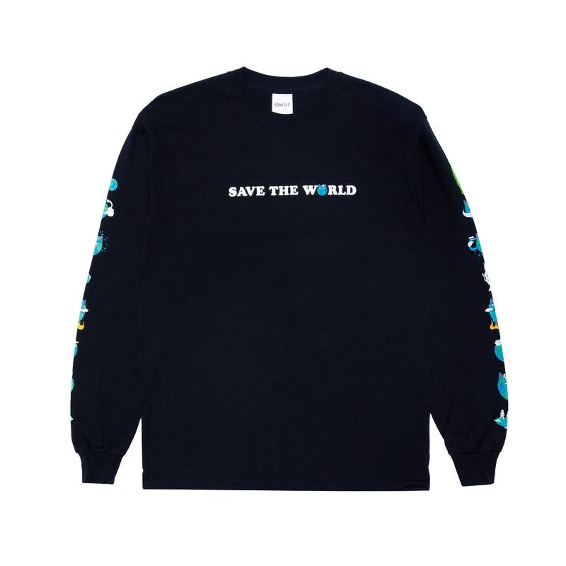 Black Ripndip Save the World Long Sleeve | USAPQ2550