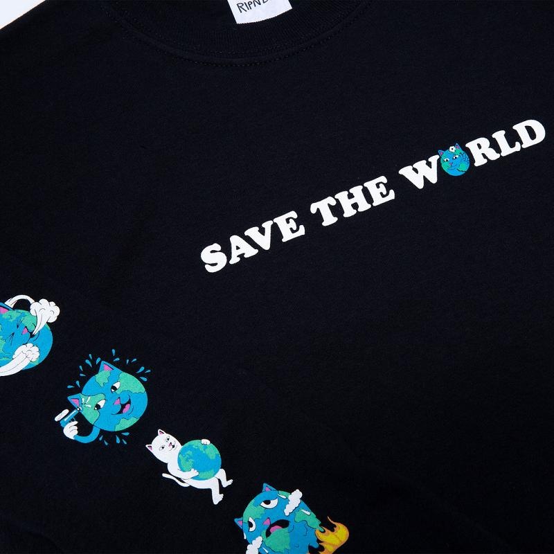 Black Ripndip Save the World Long Sleeve | USAPQ2550