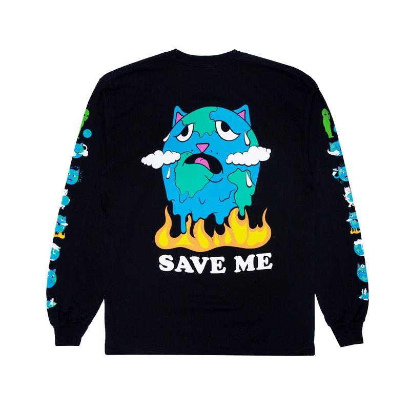 Black Ripndip Save the World Long Sleeve | USAPQ2550