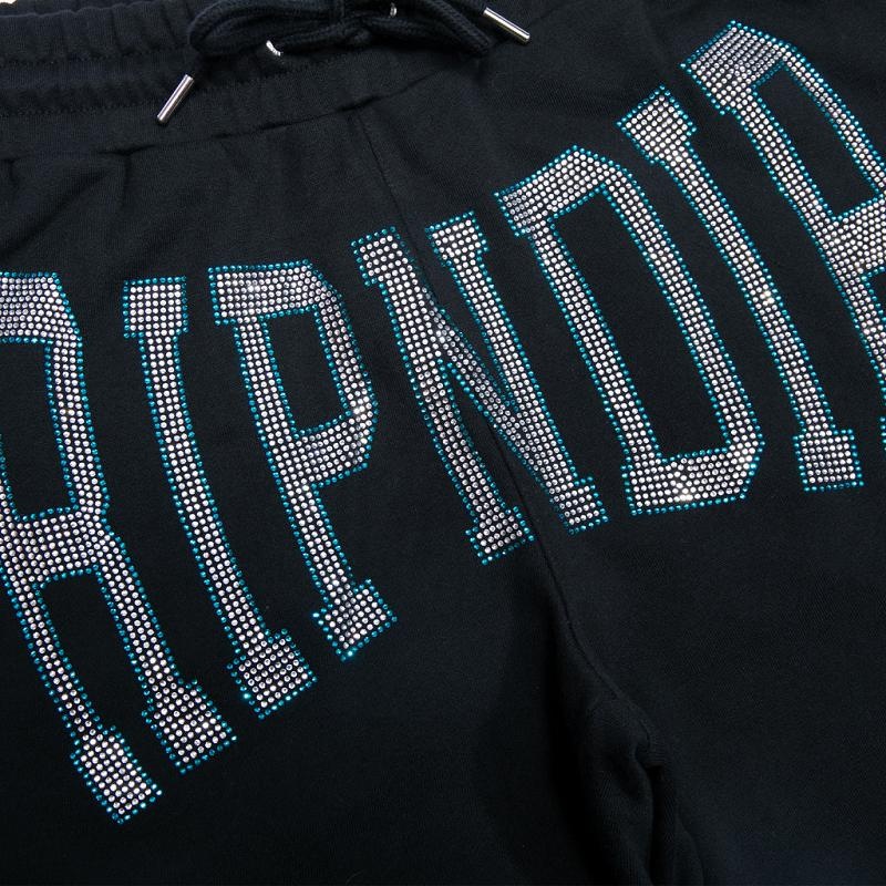 Black Ripndip Summer Revenge Rhinestone Sweat Shorts | USACE2829