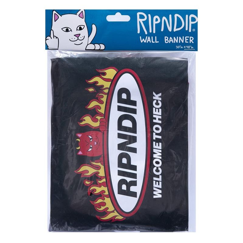 Black Ripndip Welcome To Heck Wall Banner Accessories | USAYU2109