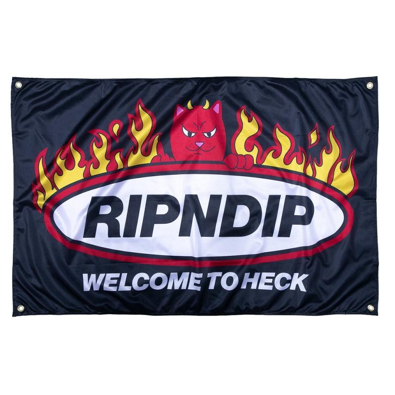 Black Ripndip Welcome To Heck Wall Banner Accessories | USAYU2109