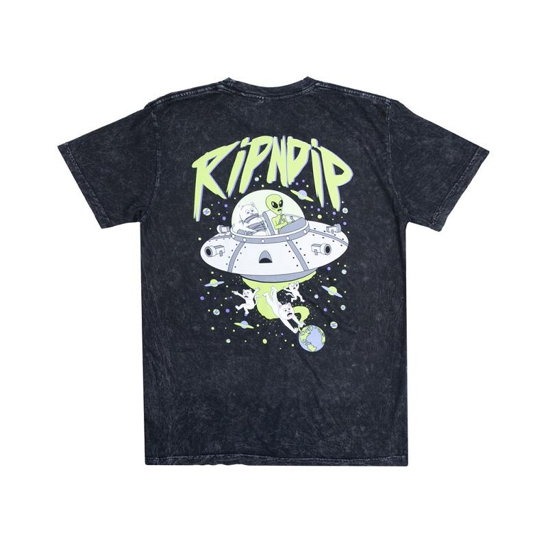 Black Wash Ripndip Abduction Shirts | USAGL2713