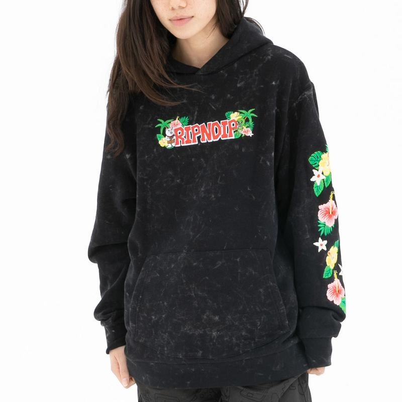 Black Wash Ripndip Aloha Nerm Hoodie | USAXF2461