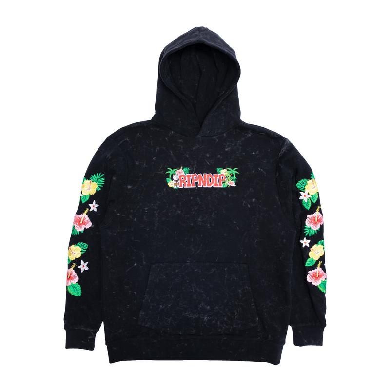 Black Wash Ripndip Aloha Nerm Hoodie | USAXF2461