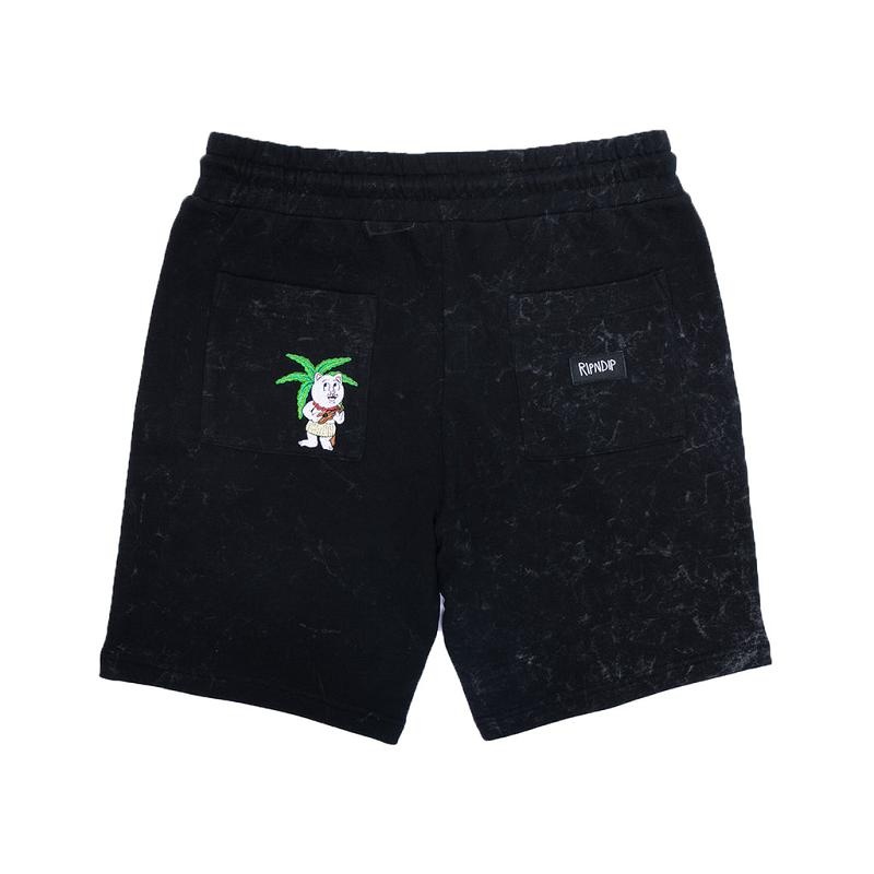 Black Wash Ripndip Aloha Nermal Sweat Shorts | USAXF2830