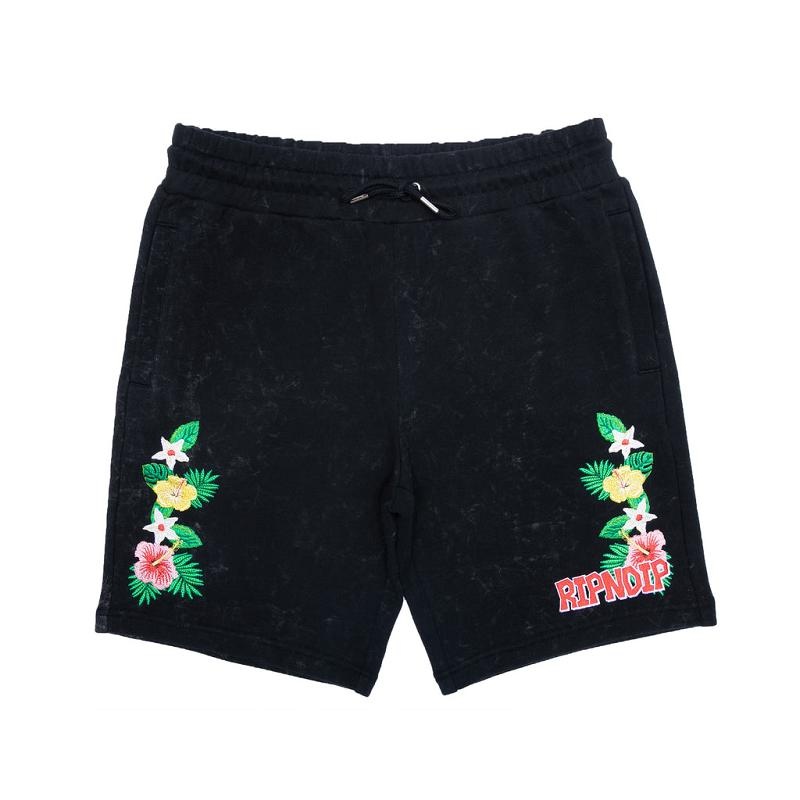 Black Wash Ripndip Aloha Nermal Sweat Shorts | USAXF2830