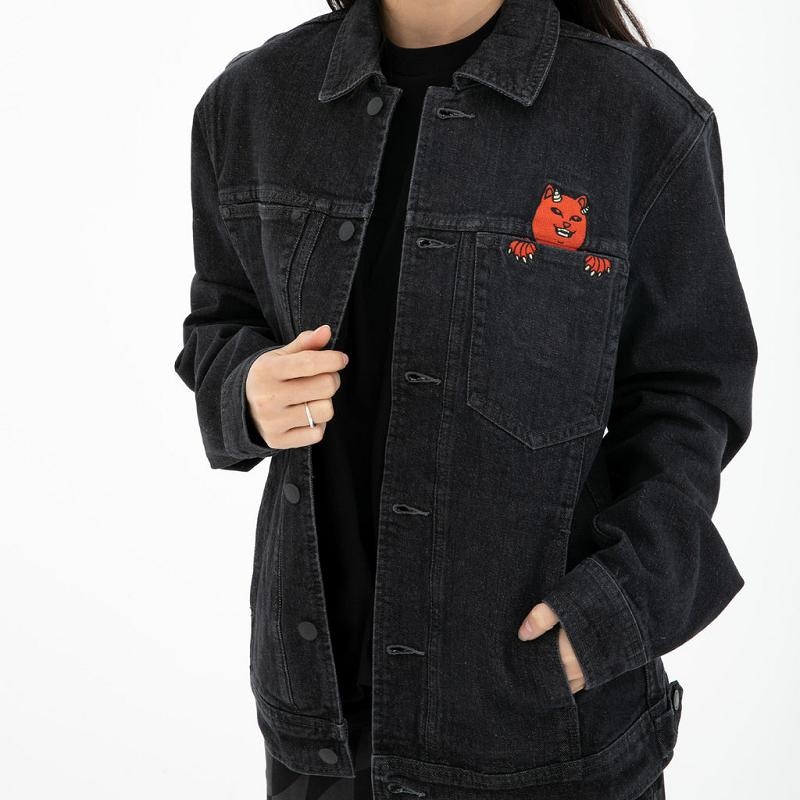 Black Wash Ripndip Devils Work Denim Jackets | USASO2522