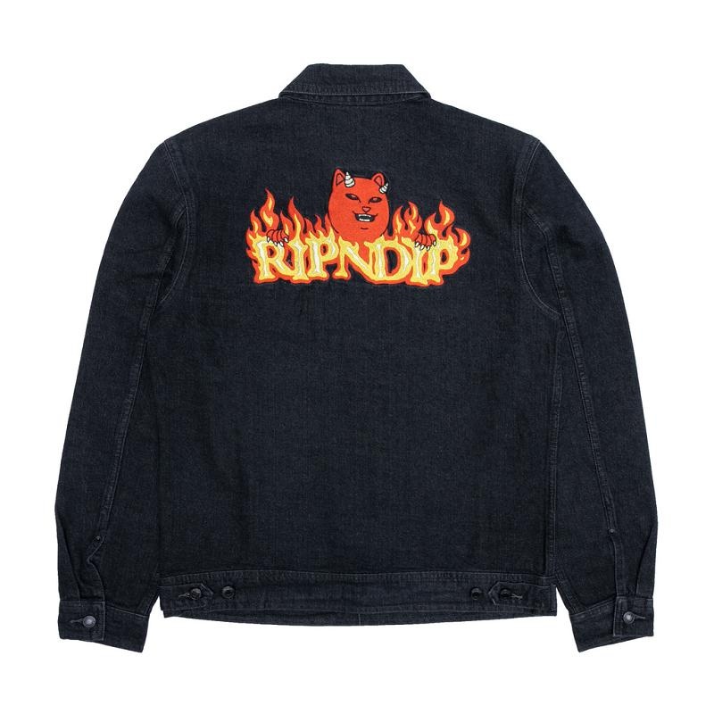 Black Wash Ripndip Devils Work Denim Jackets | USASO2522