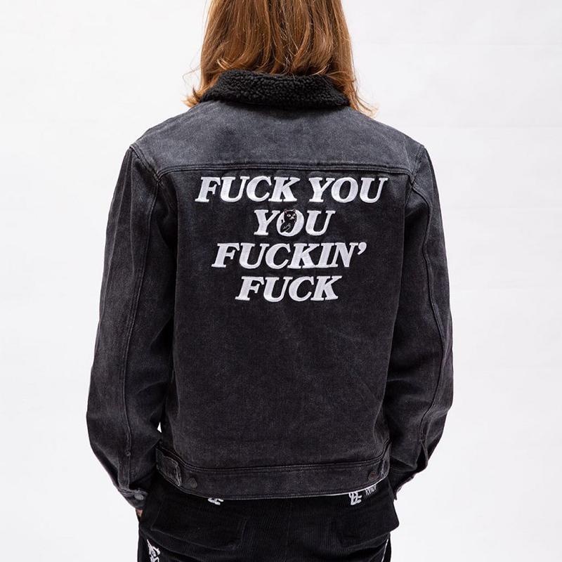 Black Wash Ripndip Fucking Fuck Denim Sherpa Jackets | USAAP2523