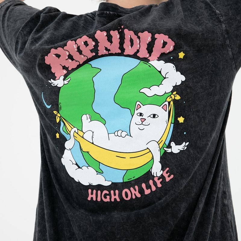 Black Wash Ripndip High On Life Shirts | USACE2758