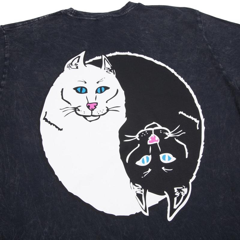 Black Wash Ripndip Nermal Ying Yang Shirts | USALH2690