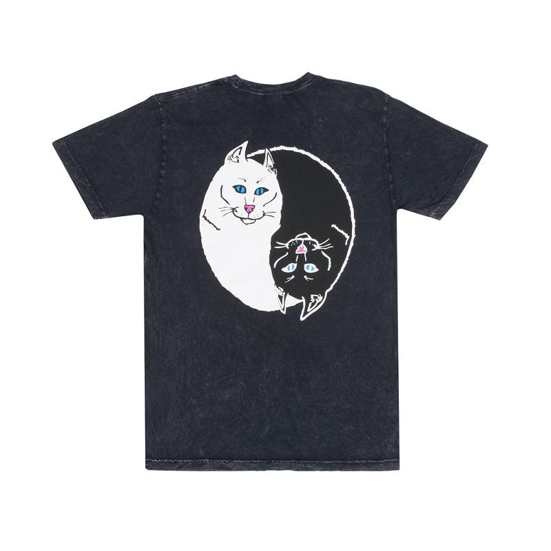 Black Wash Ripndip Nermal Ying Yang Shirts | USALH2690