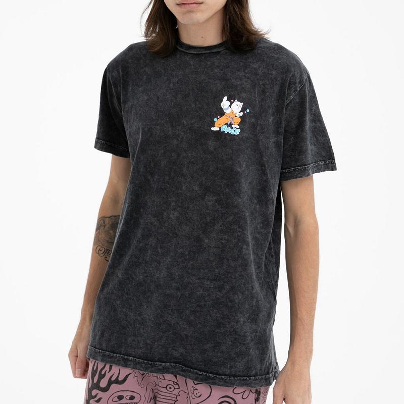 Black Wash Ripndip Power Shirts | USAKI2736