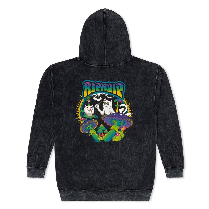 Black Wash Ripndip Psychedelic Garden Hoodie | USAGL2493